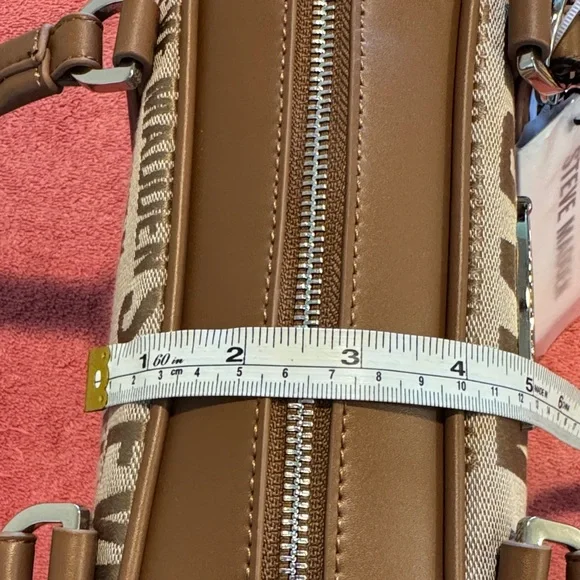Steve Madden Beige and Brown Logo Shoulder Bag with Charm - Picture 10 of 10